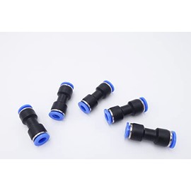 IVLPHA Push to Connect Fitting 1/4" Tube OD, Pneumatic Air Water Straight Union Two Way Connector/Coupler (Pack of 5)
