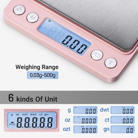 Fuzion Digital Scale .01 Gram Accuracy, 500g Mini Food Scales for Small Jewelry, Gold, Herb, Spice - Weight Gram and Oz