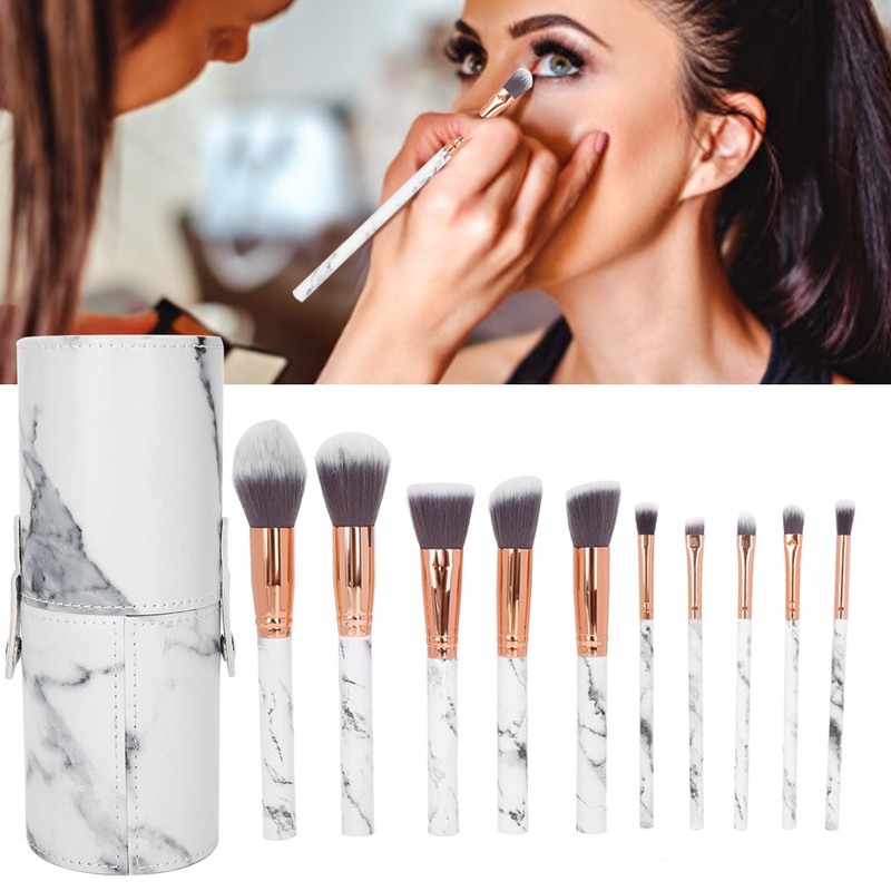 10Pcs Makeup Brush Eyelash Blush Brush set with Storage Holder