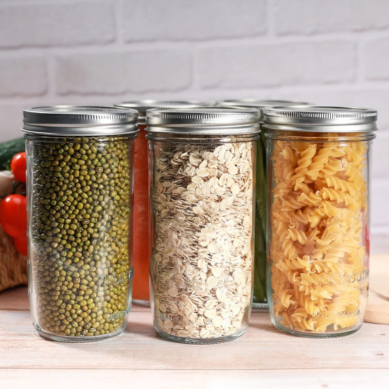 Ieavier Mason Jars Wide Mouth 24oz, 6 pack Glass Pickle