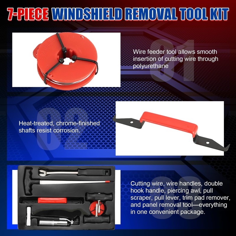 NYXOVA 7-Piece Windshield Removal Tool Kit, Wind Glass Remover Hand