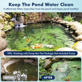 POPOSOAP Pond Filter for Outdoor Ponds, Filter Box with 2 Filter Pads and 20 Bio-Balls for Outdoor Pond Pump Submersible Fountain Pump