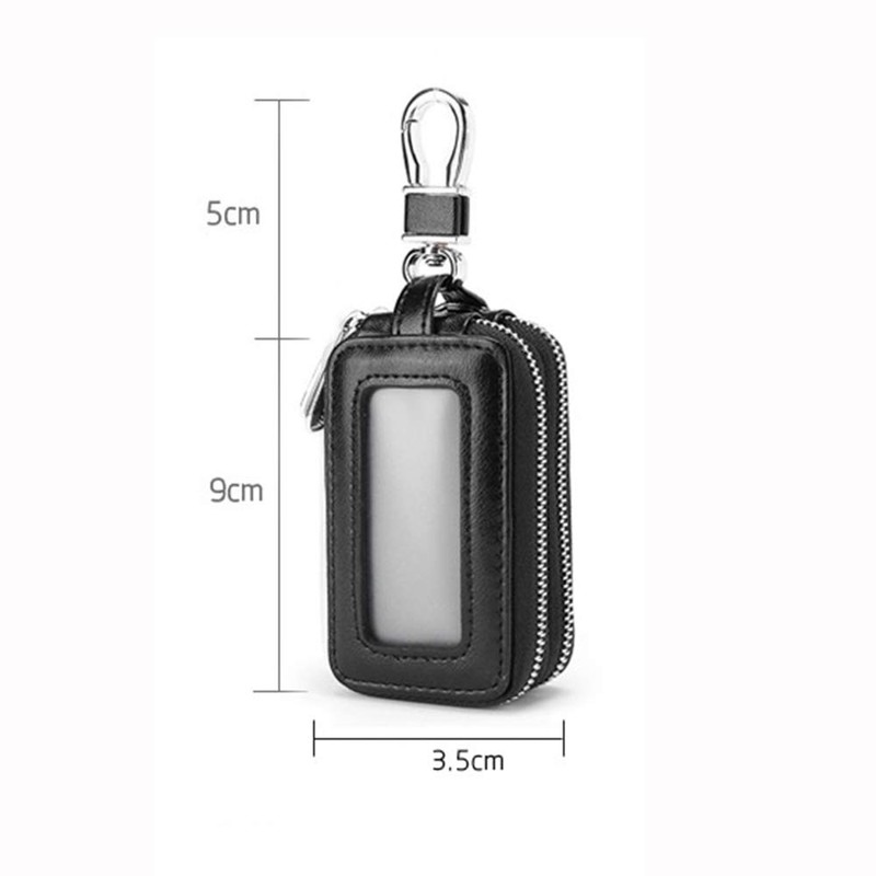 Guolich Car Key Chain Bag Double Zipper Leather Protection Key