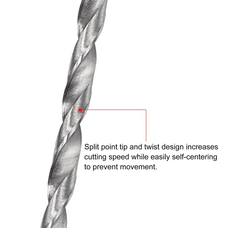 sourcing map Spiral Drill Bit High-Speed Steel Extra Long Replacement