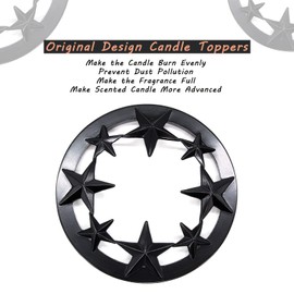 Hion Candle Toppers Scented Candles Cover, Leaf Pine Candle Topper Shade Sleeves for Candle Jars,Candles Gifts for Women Candle Accessories Jar Candle Lid-Help Jar Candles Melt Evenly(Star Black)