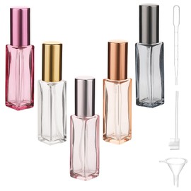 YUXIANLB Reiseparfümflaschen Nachfüllbar 5 Stück 10 ML Mini Zerstäuber Sprühset Leer Reise Parfümbehälter aus Glas mit Trichter und Pipette Ersatzflaschen für Duft Toilettenartikel