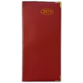 2025 Slim Line Week to View Padded Diary Metal Corner Case Bound (Red)