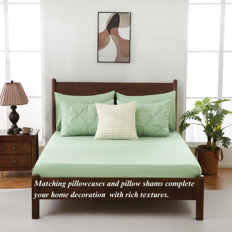 Queen Comforter Set, 7-Piece Bed in a Bag, Pintuck Bedding