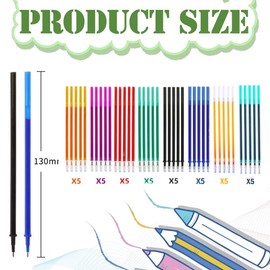 XUZOPIM Pack of 40 Refills, Compatible with Legami Refills, Tip 0.5 mm, Height 13 cm, Erasable Ink Roll, 8 Colours