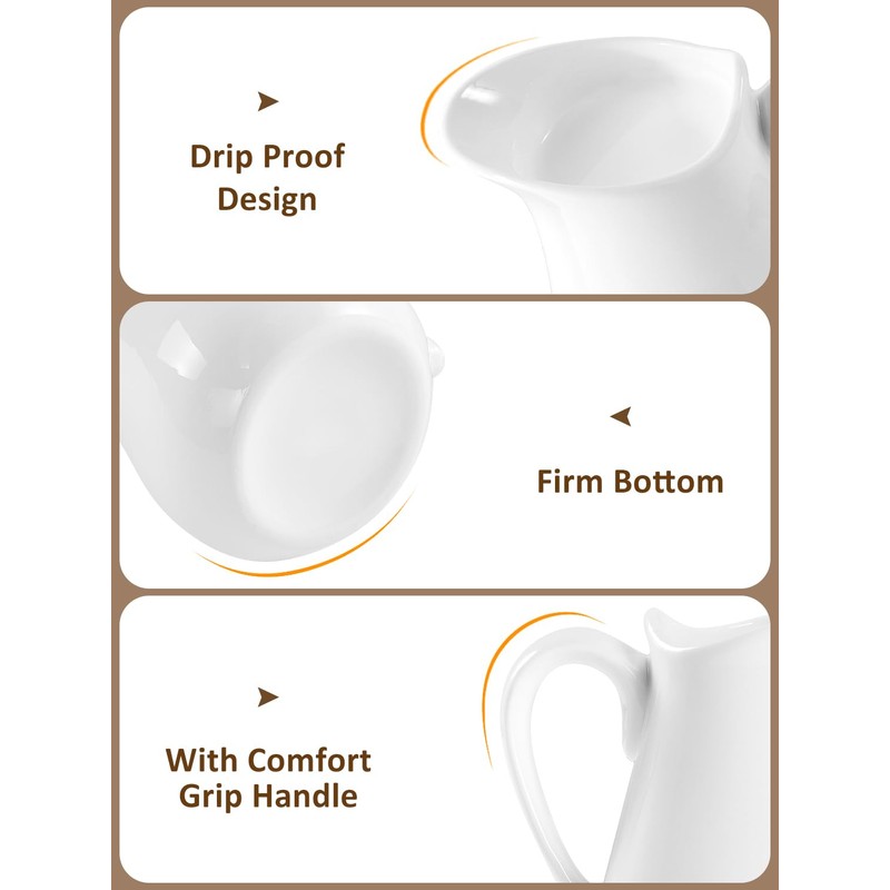 Yedio 17 oz Porcelain Milk Creamer Pitcher with Handle, White