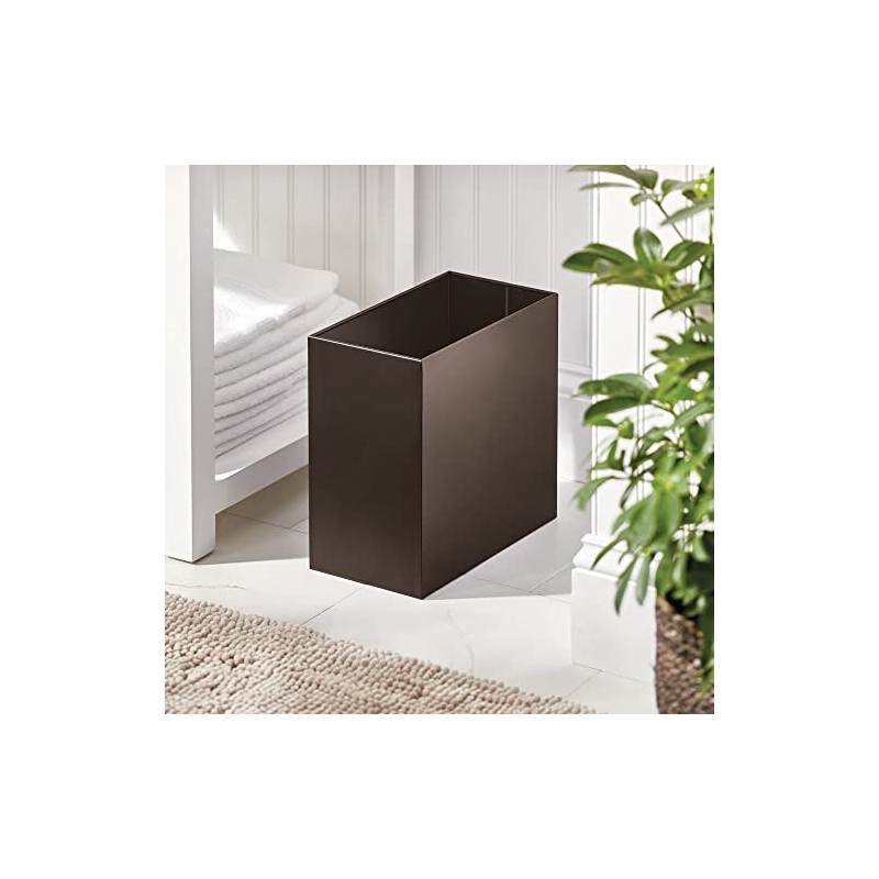 mDesign Small Steel Rectangular 2.4 Gallon/9.1 Liter Trash Can, Waste