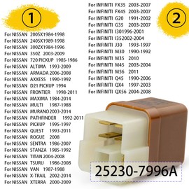 25230-7996A 6-Pins 12V Relay and 25230-79917 4 Pin 12V Relay for Nissan Maxima Frontier Armada Altima for Infiniti FX35 EX35 G20 G37 I35 2pcs