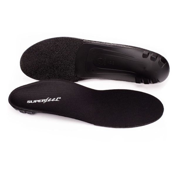 Superfeet All-Purpose Support Low Arch Insoles (Black) - Trim-To-Fit Orthotic Shoe Inserts for Thin, Tight Shoes - Professional Grade - 5.5-7 Men / 6.5-8 Women