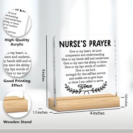 Nurse Gifts Nurse Appreciation Gifts Graduation Gifts for Women Men Gifts for RN Oncology Nurse Nurse Practitioner Nurses Week Gifts Nurse's Prayer Clear Acrylic Desk Decor Sign for Office 4 X 4 Inch