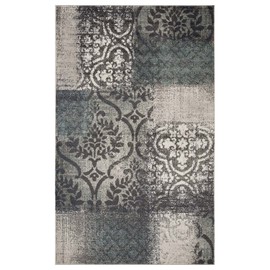 Superior Indoor Area Rug, Plush Carpet Cover, Perfect for Hallways, Entry, Office, Living Room, Hardwood, Tile or Carpet Cover, Distressed Abstract Damask, Bristol Collection, 7' x 9', Rivulet
