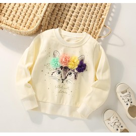 Codkkre Girls' Sweatshirt for Children Cute Cartoon Sweater Girls Long Sleeve Cotton Shirts Age 2-7 Years, Style 7