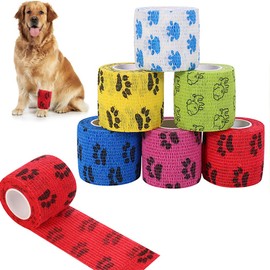 Veraing Selbstklebende Bandage für Haustiere, Elastische Kohäsive Haftbandage Kohäsive Fixierbinde für Hund, Pferd, Haustier, Wrap Klebeverband für Handgelenk Knöchel Finger (6 Rollen)