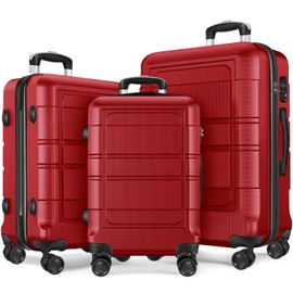 Axidou Luggage Sets with Spinner Wheels (20/24/28 Inch), PC+ABS Suitcase Sets