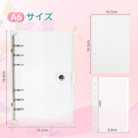 Seal Notebook, A6, Large, Clear, 6-Hole Binder | Includes 20 Removable Sticker Mounts, 3D Sticker Storage, Notebook Decoration, Scrapbooking, Girls, Gift (Silver)