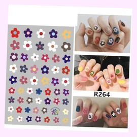 (Lot of 2 Sheets) Colorful Flower Nail Sticker Nail Decal Fun Nail DIY Waterproof for Nails Design Nail Art Stickers Decals Supplies Manicure Tips Sticker Colorful for Nail Decorations