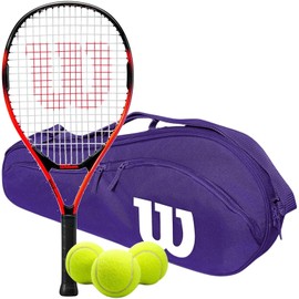 Wilson Pro Staff Precision 21 Inch Jr Tennis Racquet Bundled w a Wilson Advantage 2.5 Tennis Bag (Purple) and (3) Tennis Balls