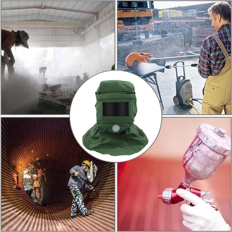 [UOPR] Sandblast Cover, Dustproof/Windproof Canvas Cape Sandblast Protective Mask, Heat