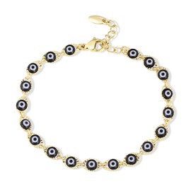 VOLUKA Eyes Bead Bracelet for Women Adjustable Link 7.5in Fashion Jewelry Gift for Her Anniversary Birthday Gift Bangle, 7.6, Resin, resin