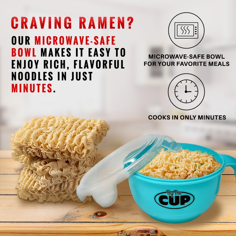 By The Cup Microwave Bowl with Handle, Locking-Clip Lid, and