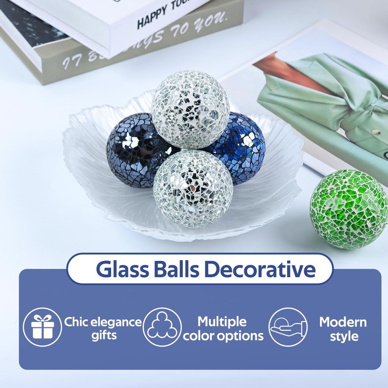 Yazikisa 2.5 Inch Glass Balls Decorative for Bowl Blue 6