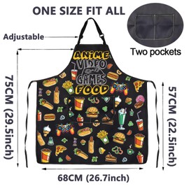 ENSIANTH Anime Video Games Food Aprons Anime Game Lover Gifts Kitchen Cooking Baking Chef Aprons With Pocket Gift for Food Lover (Anime Video Games Food)