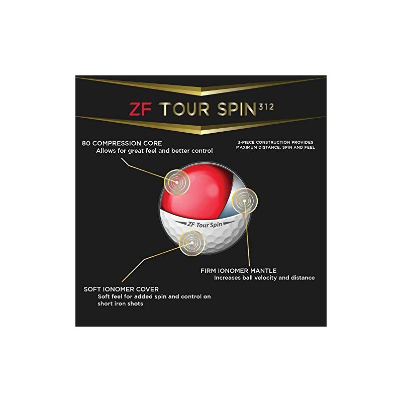 Zero Friction Tour Spin Golf Balls-12 Pack, White