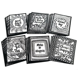 S&S Worldwide Think Positive Velvet Art Posters, 4 each of 6 Designs, Inspirational Quotes - Dream Big, Good Vibes Only & More, Color With Markers or Colored Pencils, 8" x 10" Cardstock, Pack of 24.
