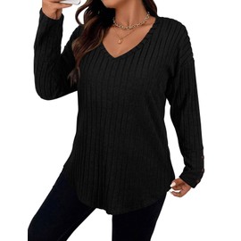 Luranee Womens Plus Size Tops, Casual Fashion Country Concert Top Womens Fall Tops Trendy Sweatshirt Long Sleeve Shirts Winter Holiday Outfits Streetwear Black 5XL