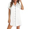 Senert Satin Nightgowns Women's Nightshirt Short Sleeve Button Down Nightgown