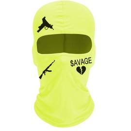 Single Hole Knit Cycling Head Cover Lightweight Ski Mask Exquisite Embroidery Black Classic Ski Mask Balaclava, Green, One Size