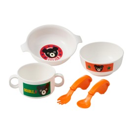 Miki House 66-7020-681 Double Bee Tableware Set, Baby Shower, Baby Tableware Set, 5-Piece Set, Made in Japan, Baby Food, Boys, Girls, Baby, Kids, Baby Clothing, Children's Clothing, Gift