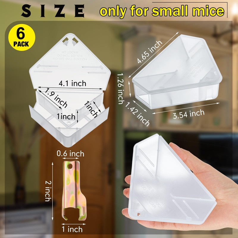 Qualirey 6 Pcs Mice Station with Key Triangle Bait Station