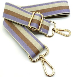 Adjustable Shoulder Strap Bag Purple/Brown/White, Bag Straps for Changing, Bag Strap Wide with Carabiner Gold, 80-130 cm Carry Strap Bag for Women, Shoulder Straps, Modern Handbag, 3.8 cm, 23