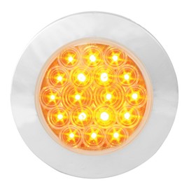 Grand General 75901 LED Light (4" Round Flange Mount Amber 18 with Clear Lens and Chrome Twist-On Bezel)