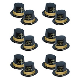 Beistle 12 Piece Legacy Toppers, Black/Gold