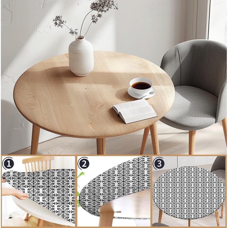COTAIL - Mantel redondo con borde elástico, mantel impermeable de