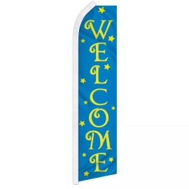 Unbranded Welcome Advertising Swooper Feather Flag Open Sign BL