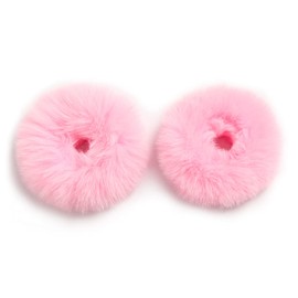 2pcs Pack Furry Faux Rabbit Fur Hair Scrunchies Artificial Fur Hair Bobbles Elastic Hair Band Rope Wristband Ponytail Accessories (Bright Pink)