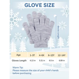 Glooarm 24 Pairs Kids Winter Gloves Boys and Girls Gloves Bulk Full Finger Warm Gloves Toddler Stretchy Knit Gloves