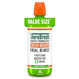 TheraBreath Fresh Breath Mouthwash, Mild Mint, Alcohol-Free, 1 Liter