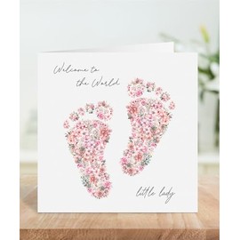 Pink feet New Baby. Welcome to the world little lady, Baby Girl, Baby Congratulations Card, New Baby News, welcome baby, New Mummy Daddy Congratulations.