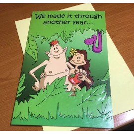 Vtg. Marriage Anniversary Greeting Card Adam & Eve Funny w/Envelope