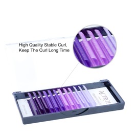 ACTROL Colored Eyelash Extensions Easy Fan 11mm Ombre Purple D Curl Easy Fanning 0.07mm Self Shadow Gradient Colored Lashes Premade Volume Lash