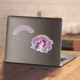 PopFunk Classic My Little Pony Classic Messy Hair Don't Care Kid's T Shirt & Stickers (Medium) Pink