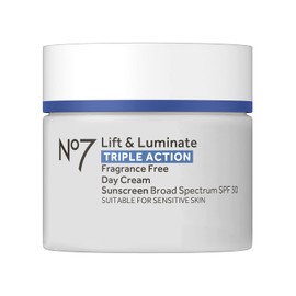 No7 Lift & Luminate Triple Action Day Cream SPF 30 - Broad Spectrum Anti Aging Face Cream - Hydrating Hibiscus Peptides & Hyaluronic Acid + Brightenin